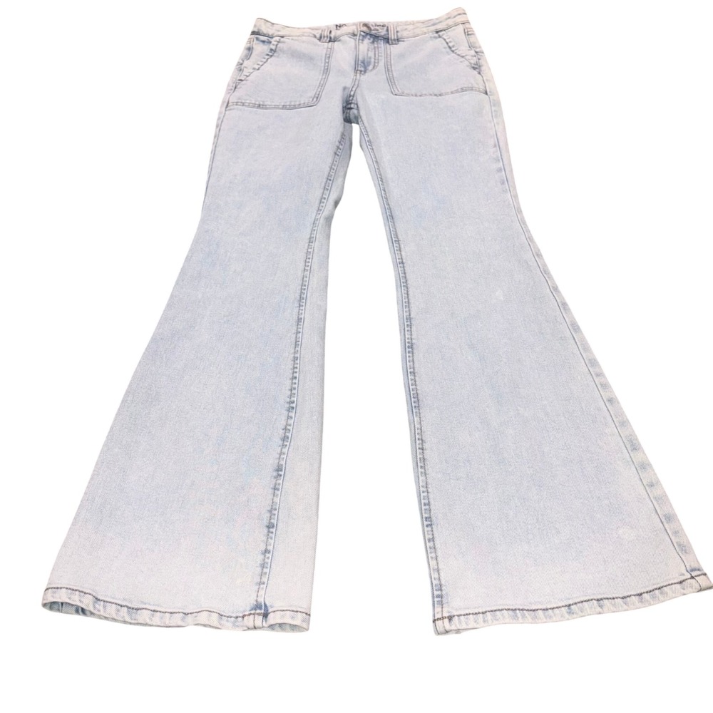 Jeans Women 29 Light Blue Flare Patch Pocket‎ No Boundaries